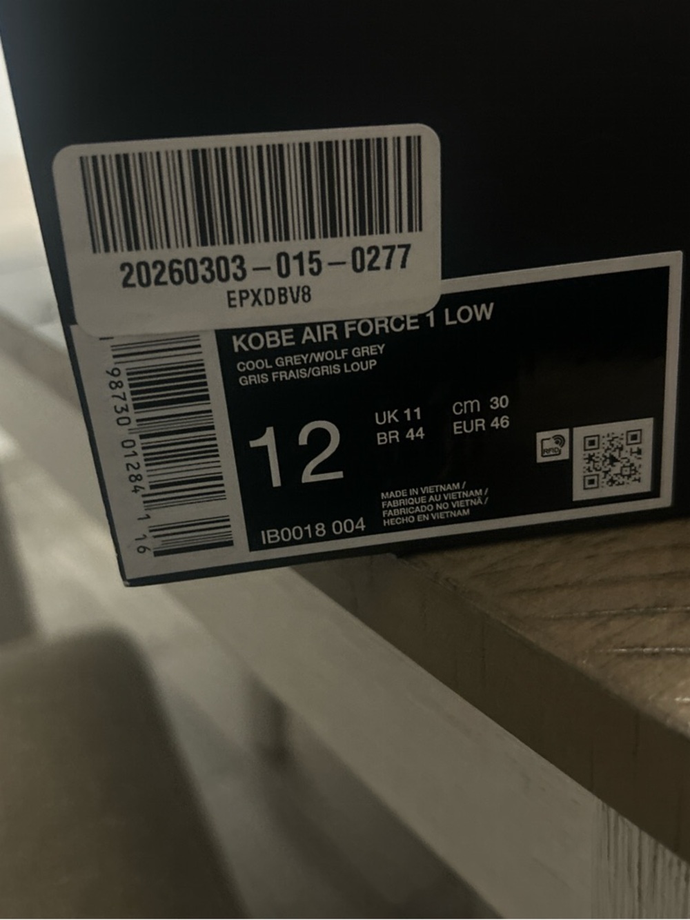 Nike Kobe Air Force 1 Low in Cool Grey